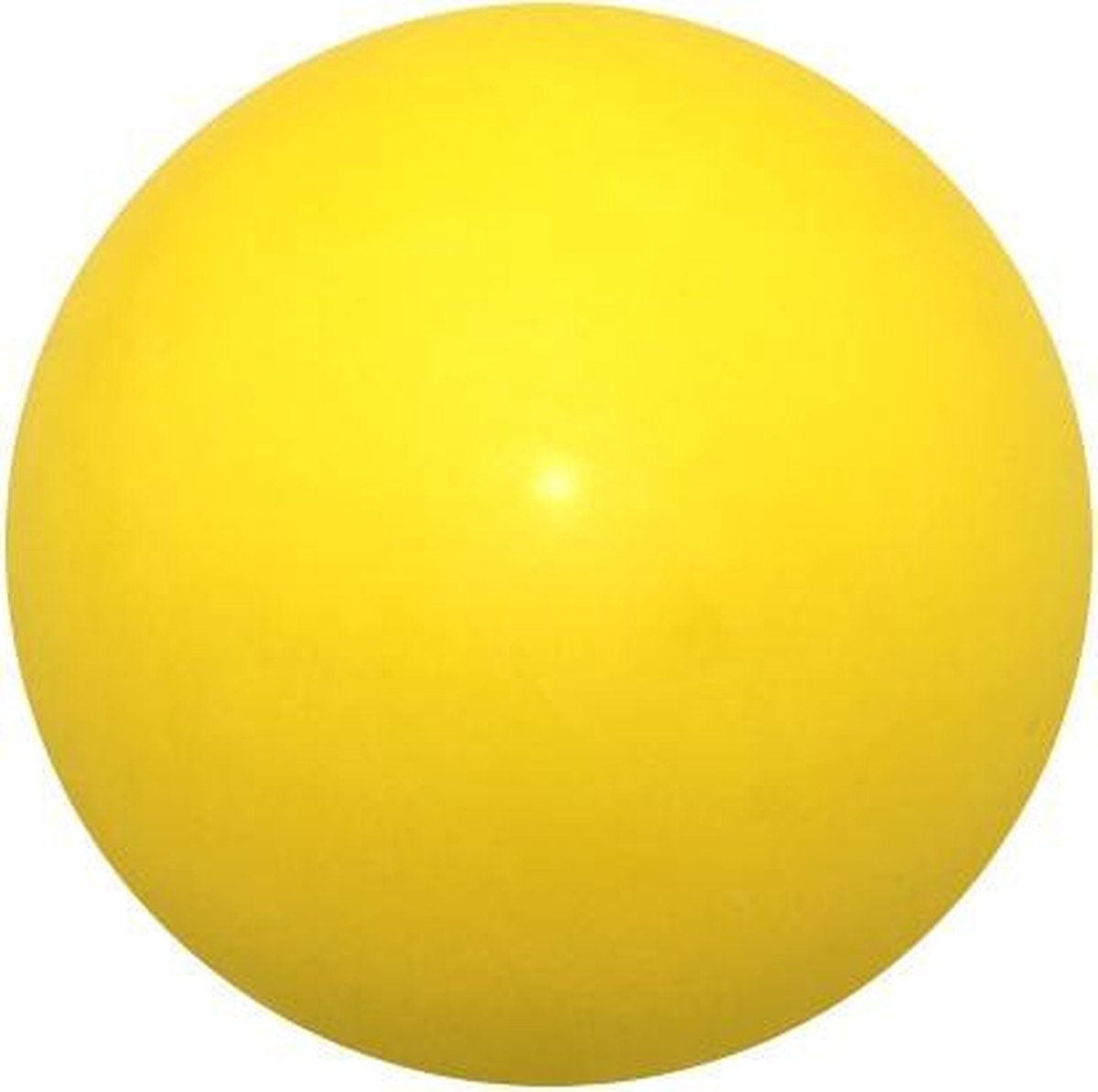 Een solide rubberen bal in de kleur geel.