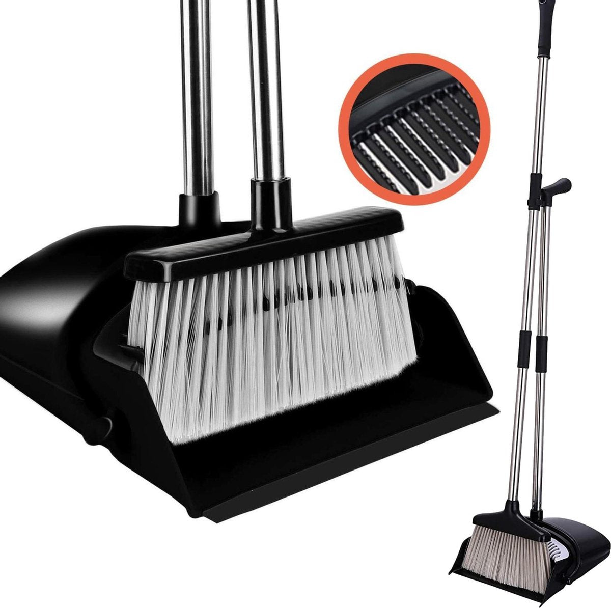 Stoffer en Blik met Lange Steel 130cm - Handveger Bezem en Vuilblik op steel - Stofblik en Veger