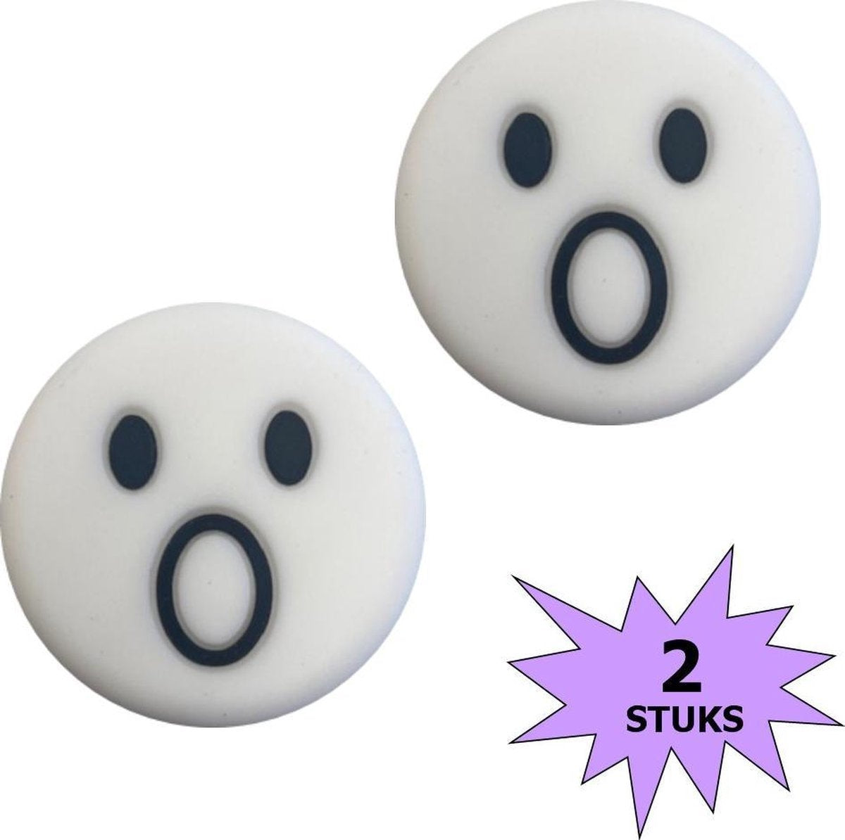 Fako Bijoux® - Tennisdemper - Emoji - Verbaasd Wit - 2 Stuks