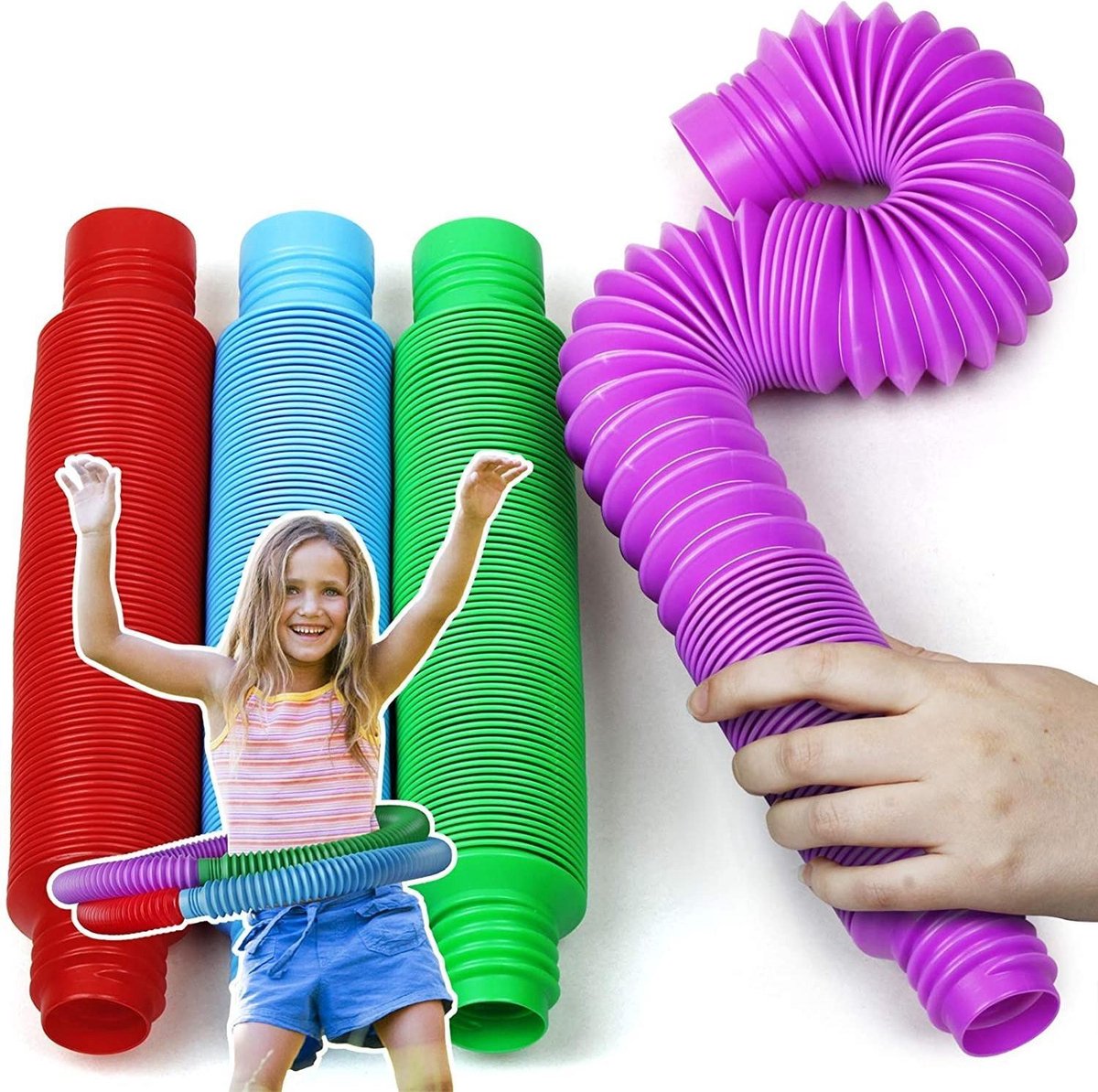 Monno Pop Tube XL - Fidget Toys - Pop Buizen - Wacky Tubes - Fidget tube - 4 Stuks