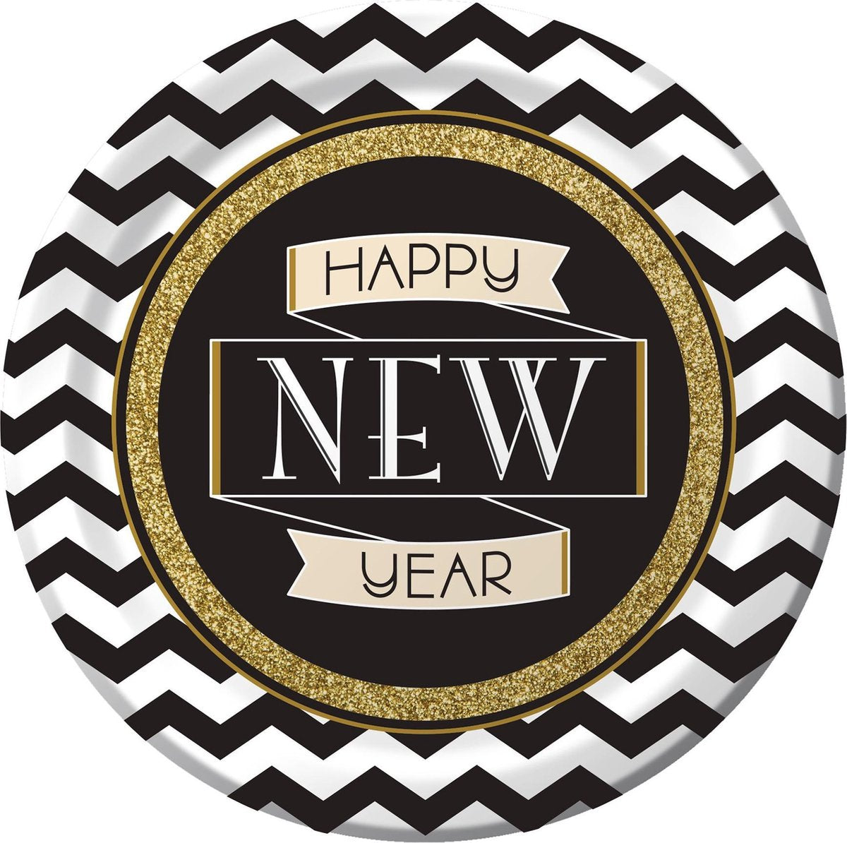 8 kartonnen Happy New Year borden - Feestdecoratievoorwerp