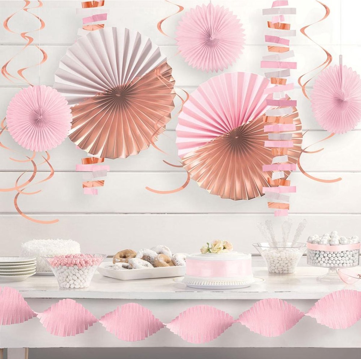 Waaiers Decoratie Kit Roze Rosé Goud - 14 stuks