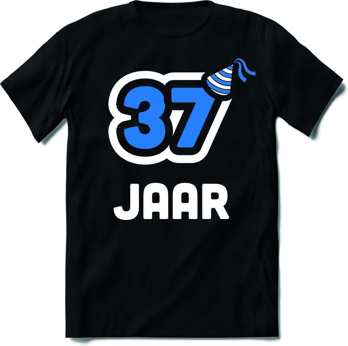 37 Jaar Feest kado T-Shirt Heren / Dames - Perfect Verjaardag Cadeau Shirt - Wit / Blauw - Maat 3XL