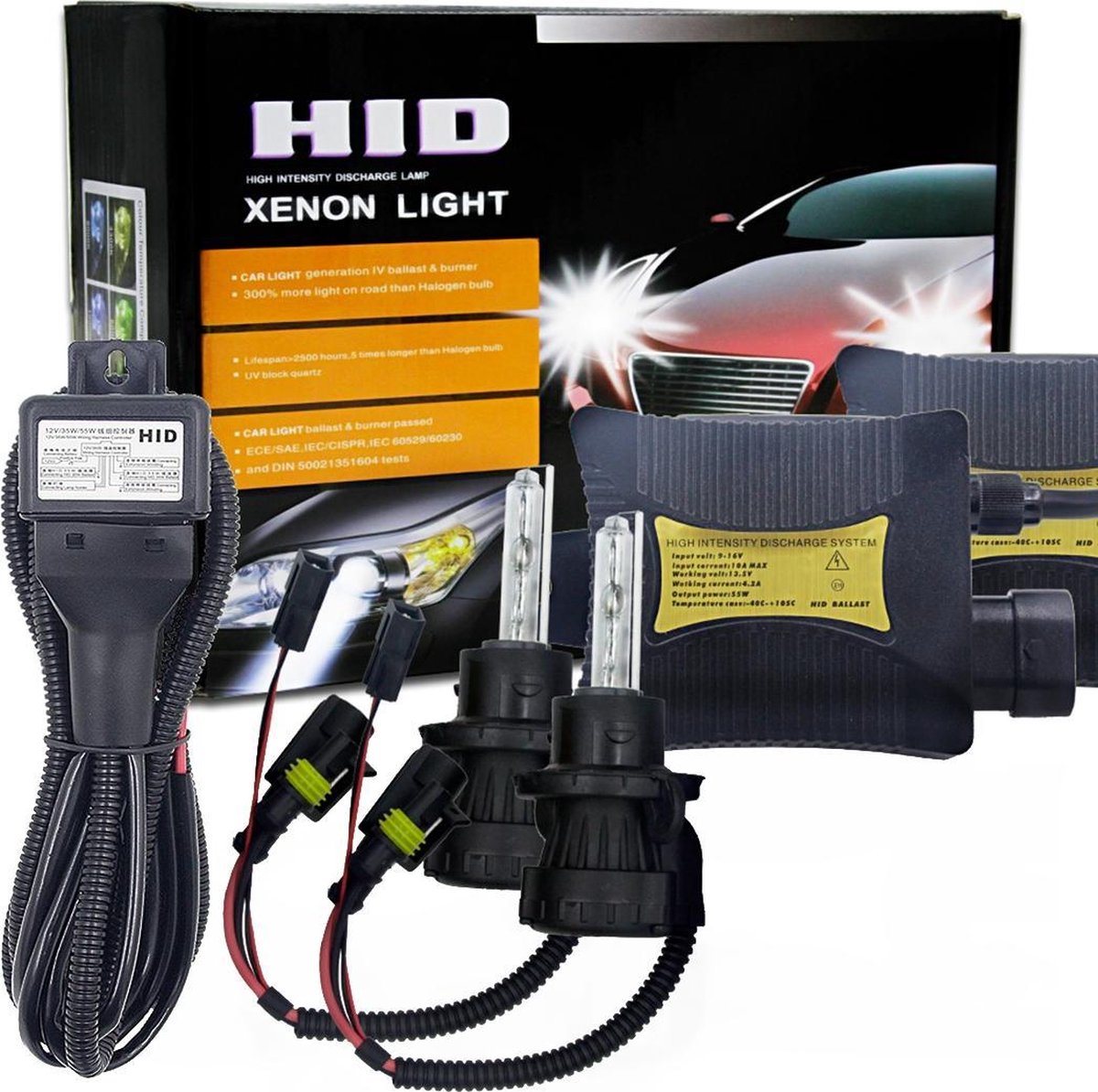 55W H13 / 9008 6000K HID Xenon-lichtconversiekit met slanke ballast