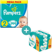 Pampers Active New Baby Luiers Maat 2 - 144 Luiers + Pampers Sensitive Billendoekje 624 Stuks