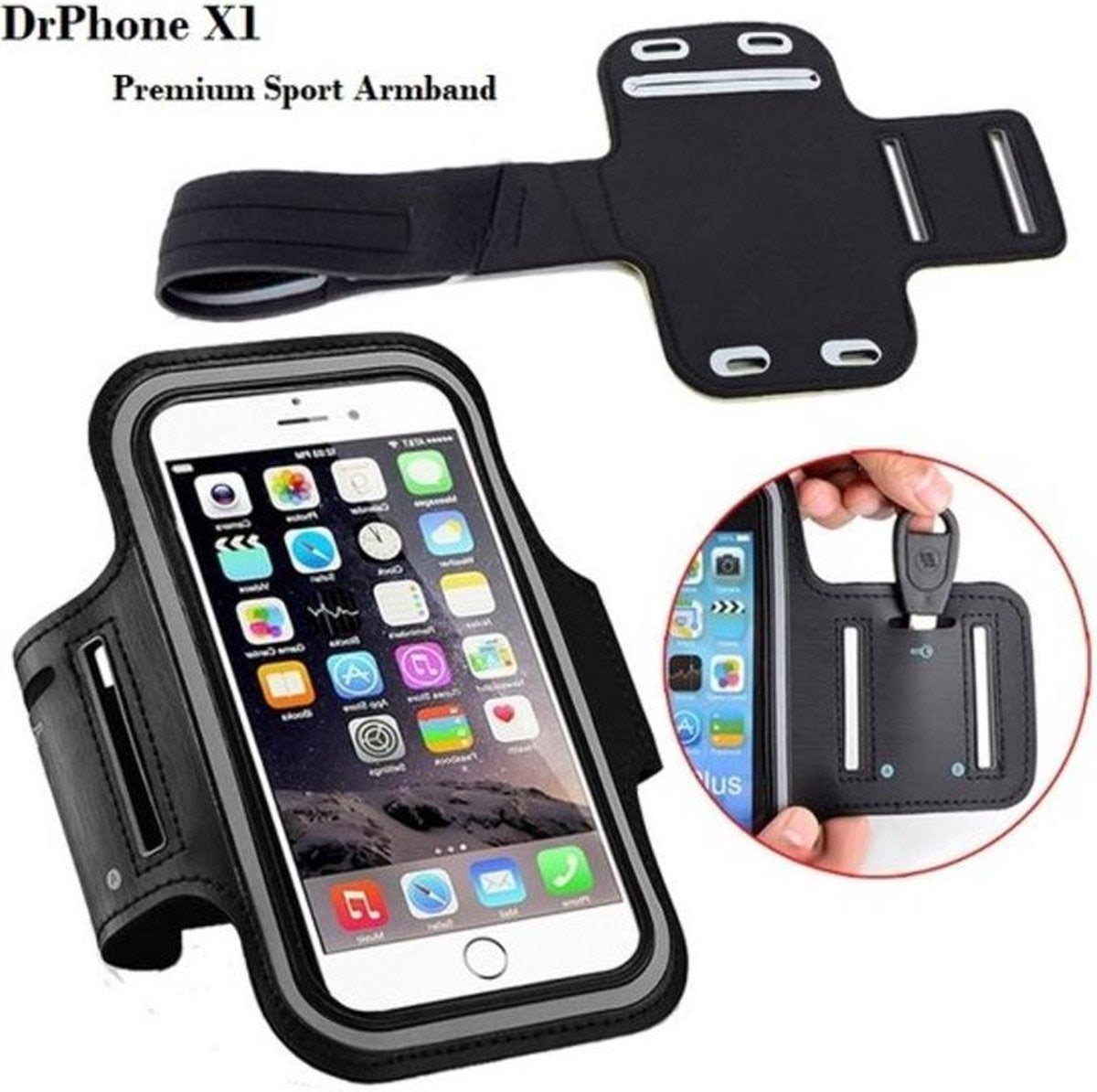 DrPhone Sportarmband - Waterafstotend - Reflecterend - iPhone 6 Plus/ 7 Plus/ 8 Plus/iPhone XS Max /11 Pro Max