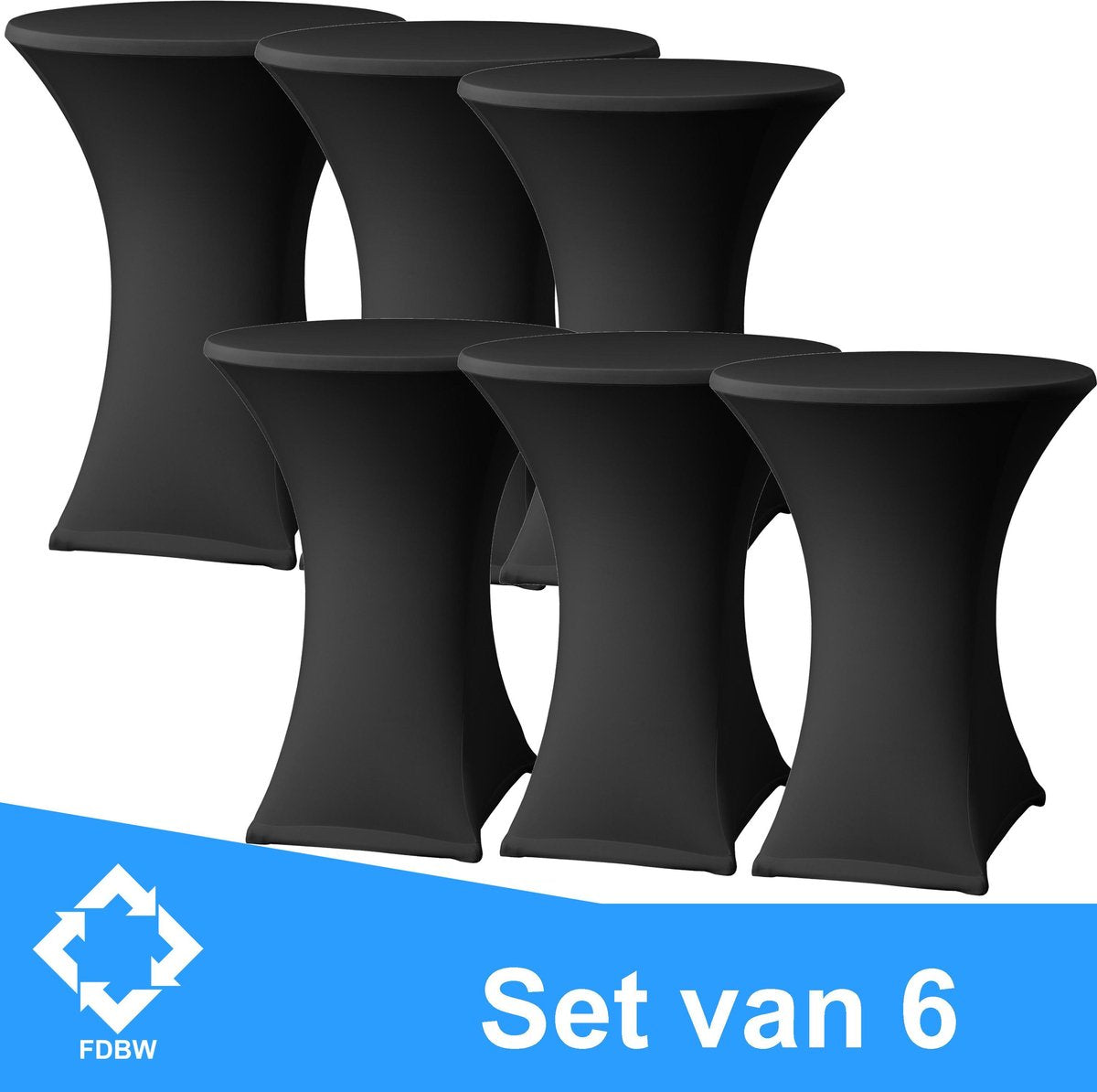Statafelrok Luxe x 6 - Statafel Tafelrok - Statafelhoes - Stretch – ZWART - ∅80 x 110 cm – geschikt voor Horeca Evenementen | Sta Tafel Hoes | Statafel | Staantafelhoes | Cocktailparty | Trouwerij | Bruiloft | Sta-tafel rok | Statafelrok – SET VAN 6