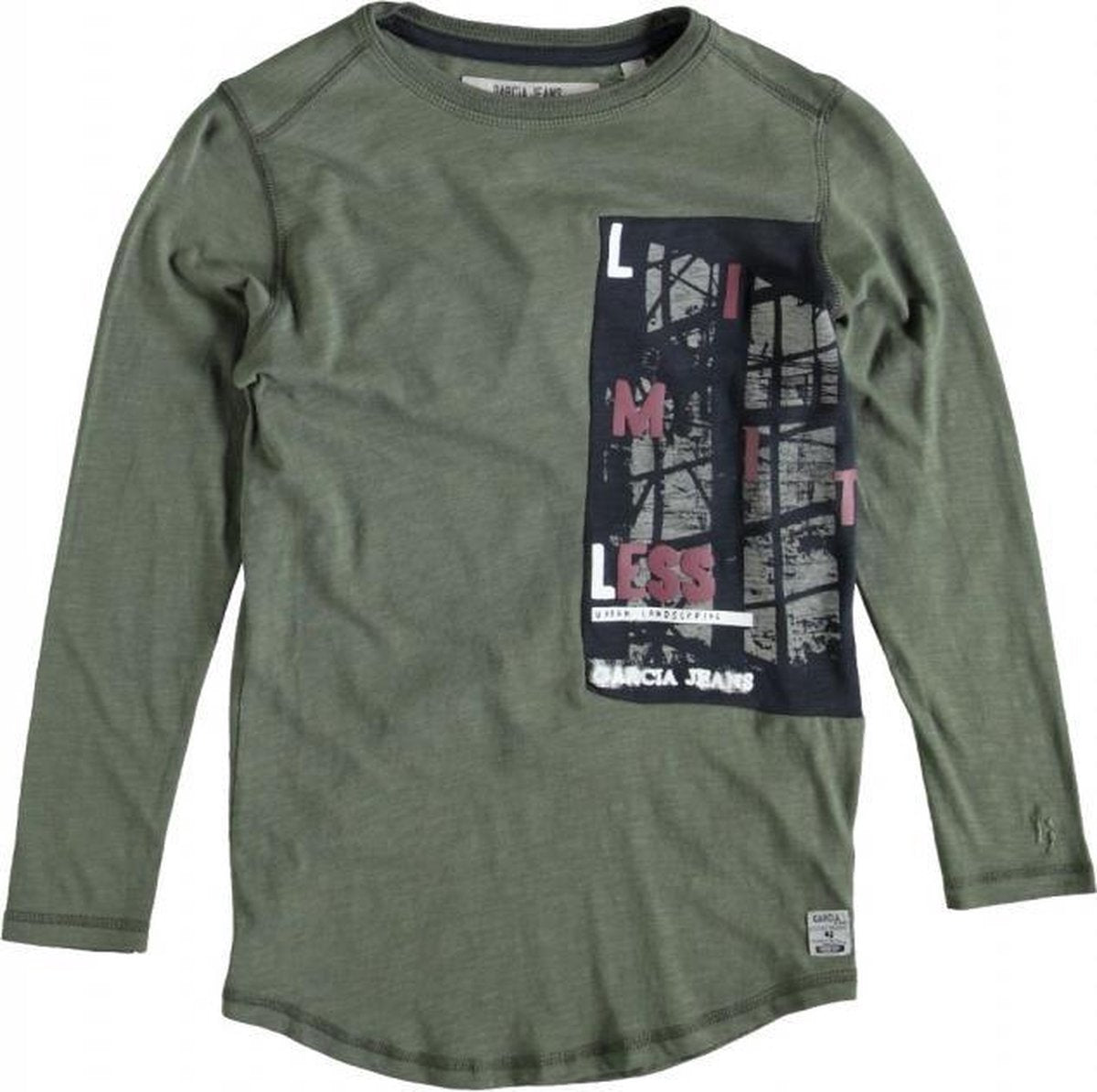 Garcia slim fit longsleeve moss green Maat - 116/122