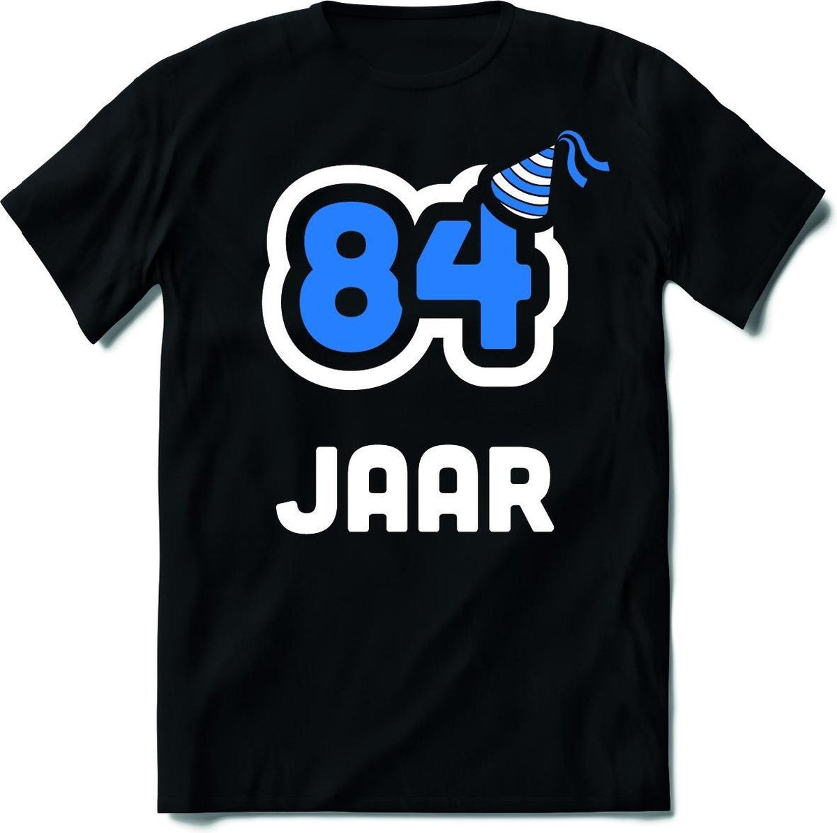 84 Jaar Feest kado T-Shirt Heren / Dames - Perfect Verjaardag Cadeau Shirt - Wit / Blauw - Maat M