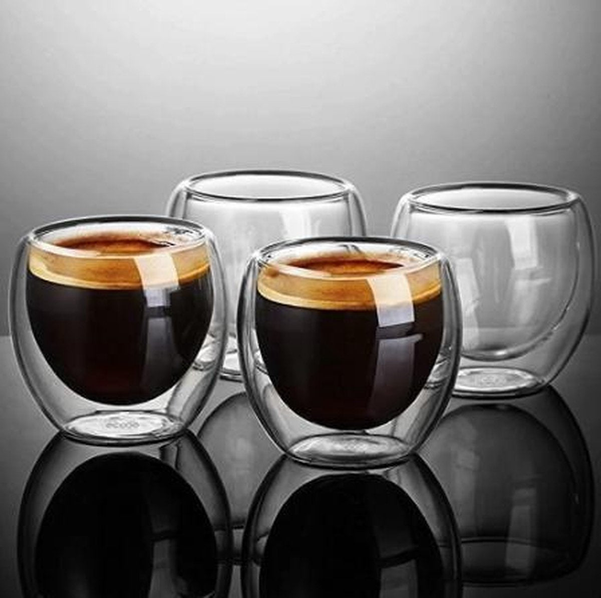 Luxe Dubbelwandige Espresso Glaasjes set van 6 - Dubbelwandige Espresso - Koffie Kopjes - Borrelglas - Espresso Kopjes Glas - 80 ml