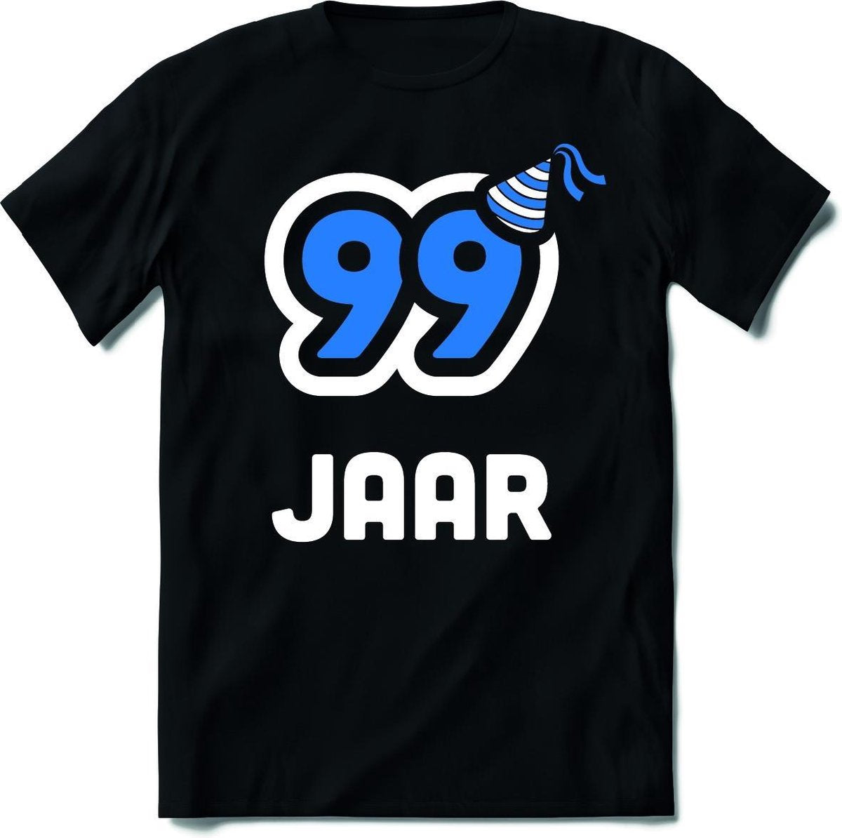 99 Jaar Feest kado T-Shirt Heren / Dames - Perfect Verjaardag Cadeau Shirt - Wit / Blauw - Maat 9XL