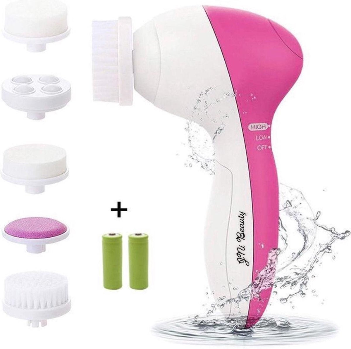 Gezichtsreinigingsborstel 5-in-1 5 opzetstukken gezichtsreiniger gezichtsreiniging borstel gezichtsborstel gezichtsmassage massage voor gezicht Elektrisch elektrische borstel gezichtsverzorging gezichtsreiniging face brush cleaner incl 2 AA batterij