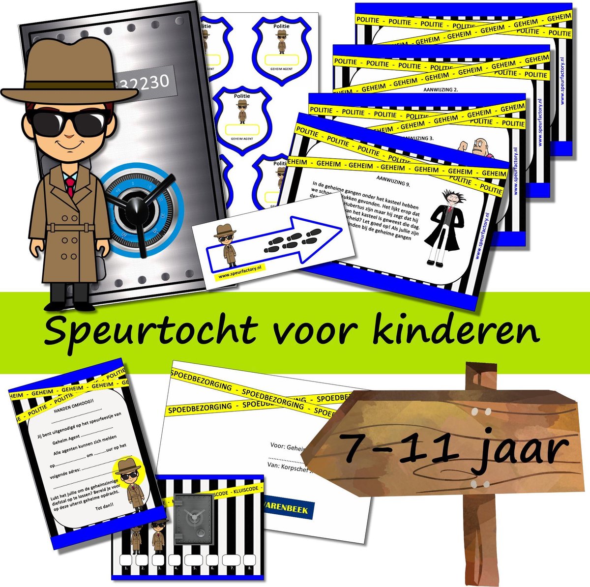 Speurtocht voor kinderen - De geheimzinnige diefstal  - 7 t/m 11 jaar - kinderfeestje - speurtocht - speurpakket