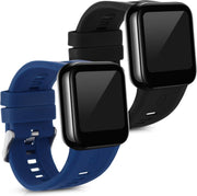 kwmobile 2x horlogeband voor Realme Watch (RMA161) - siliconen band voor fitnesstracker - zwart / donkerblauw