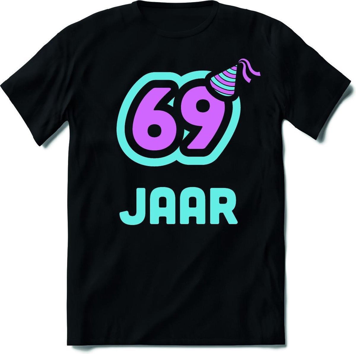 69 Jaar Feest kado T-Shirt Heren / Dames - Perfect Verjaardag Cadeau Shirt - Licht Blauw / Licht Roze - Maat 3XL