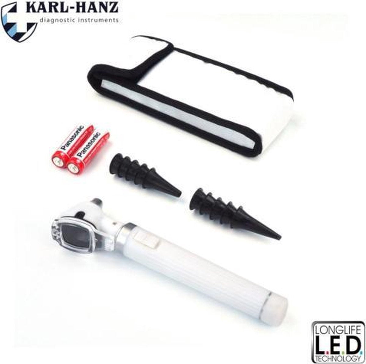 Karl-Hanz Fiber Optic Otoscoop wit met LED verlichting