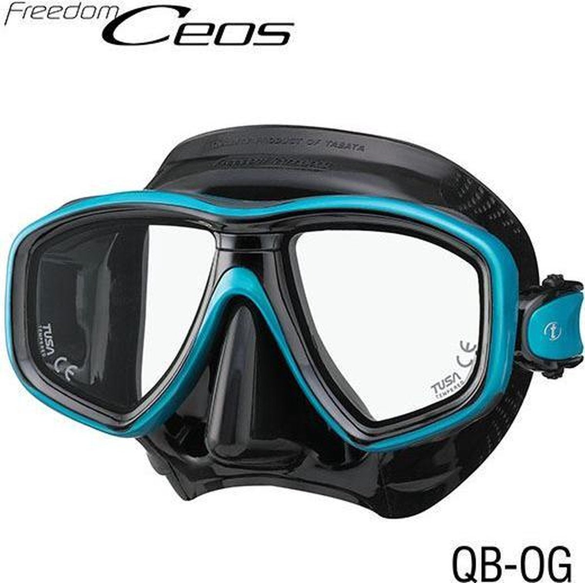 Tusa Ceos Masker zwart siliconen met oceaangroen frame