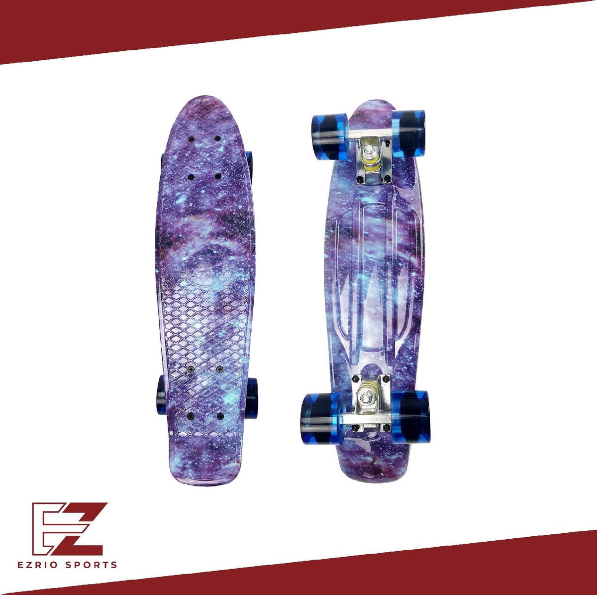 EZRIO SPORTS – Penny Board – Pennyboard – Skateboard – Longboard – Voor Meisjes en Jongens – Paars – 22 inch