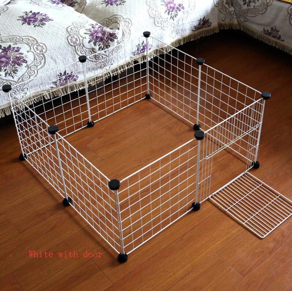 Baymate Opvouwbare Hond Hek Gates Voor Hond Kat Bewaker Installeer Gemakkelijk Behuizing Hondenhekken Puppy Kennel Huis Oefening Training White With Door 8PCS