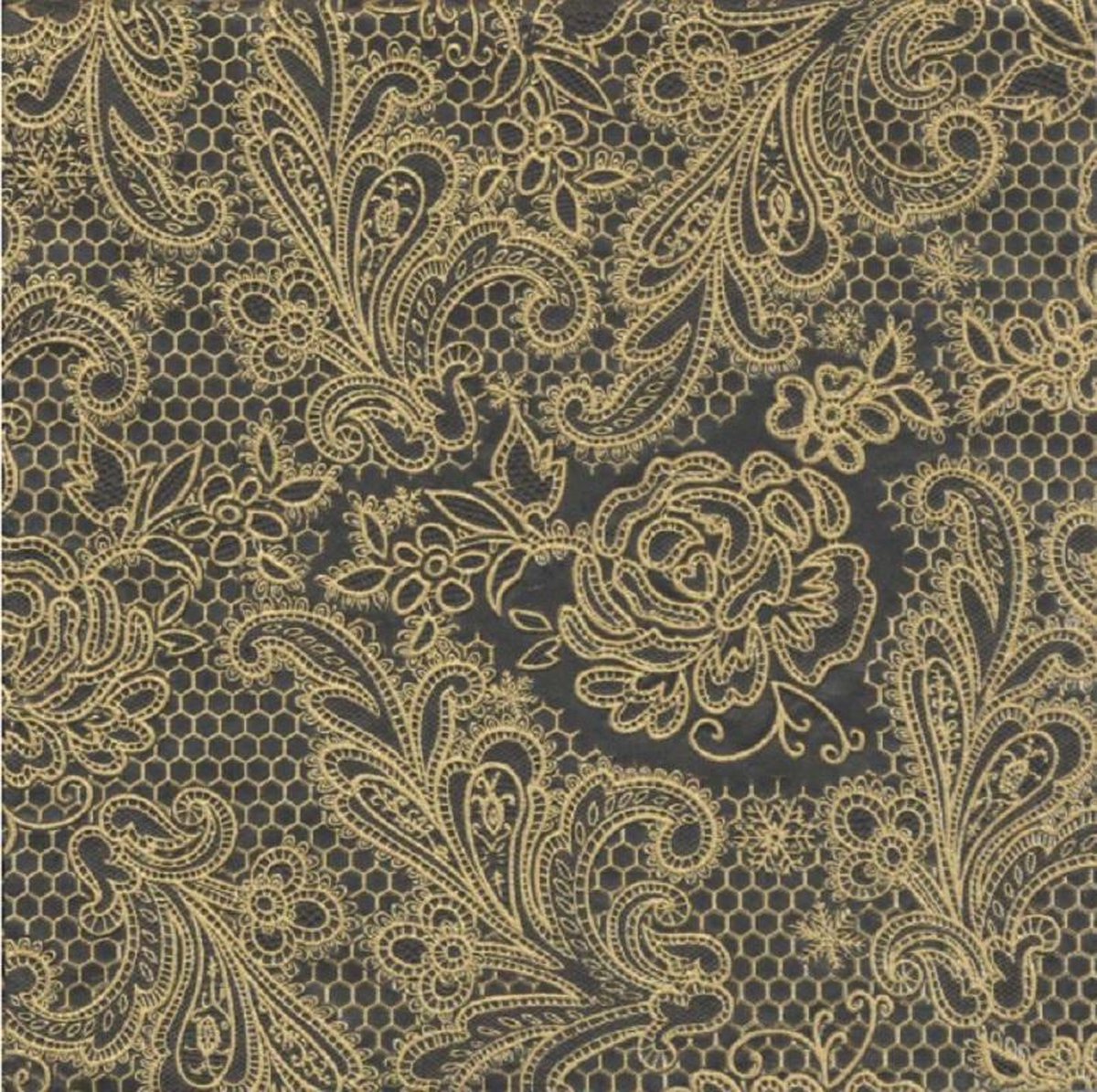 PPD - servetten - 33 x 33 - lunchservetten - serie LACE Geprägte - Black Gold