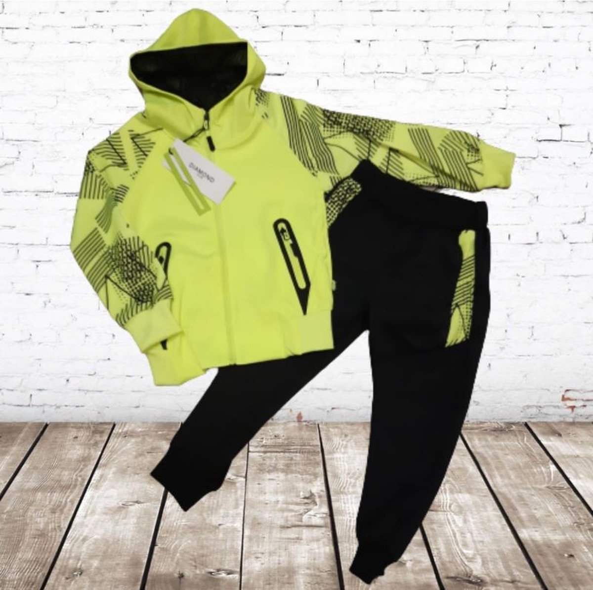 S&C Trainingspak stripes Geel Zwart K-593 - 110/116
