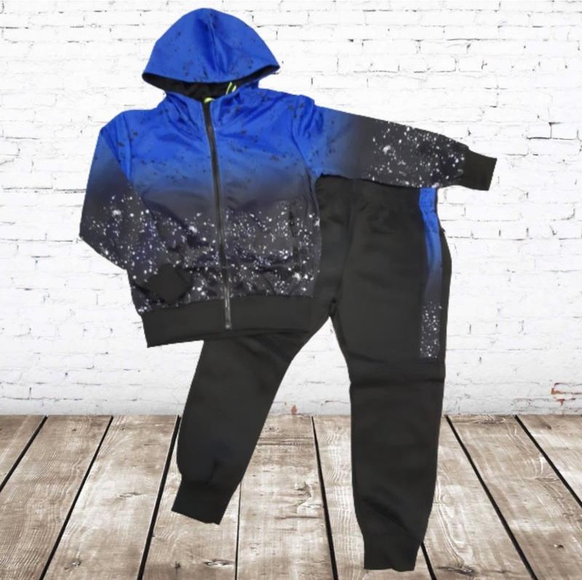 S&C Trainingspak Zwart blauw YHM-11 - 98/104