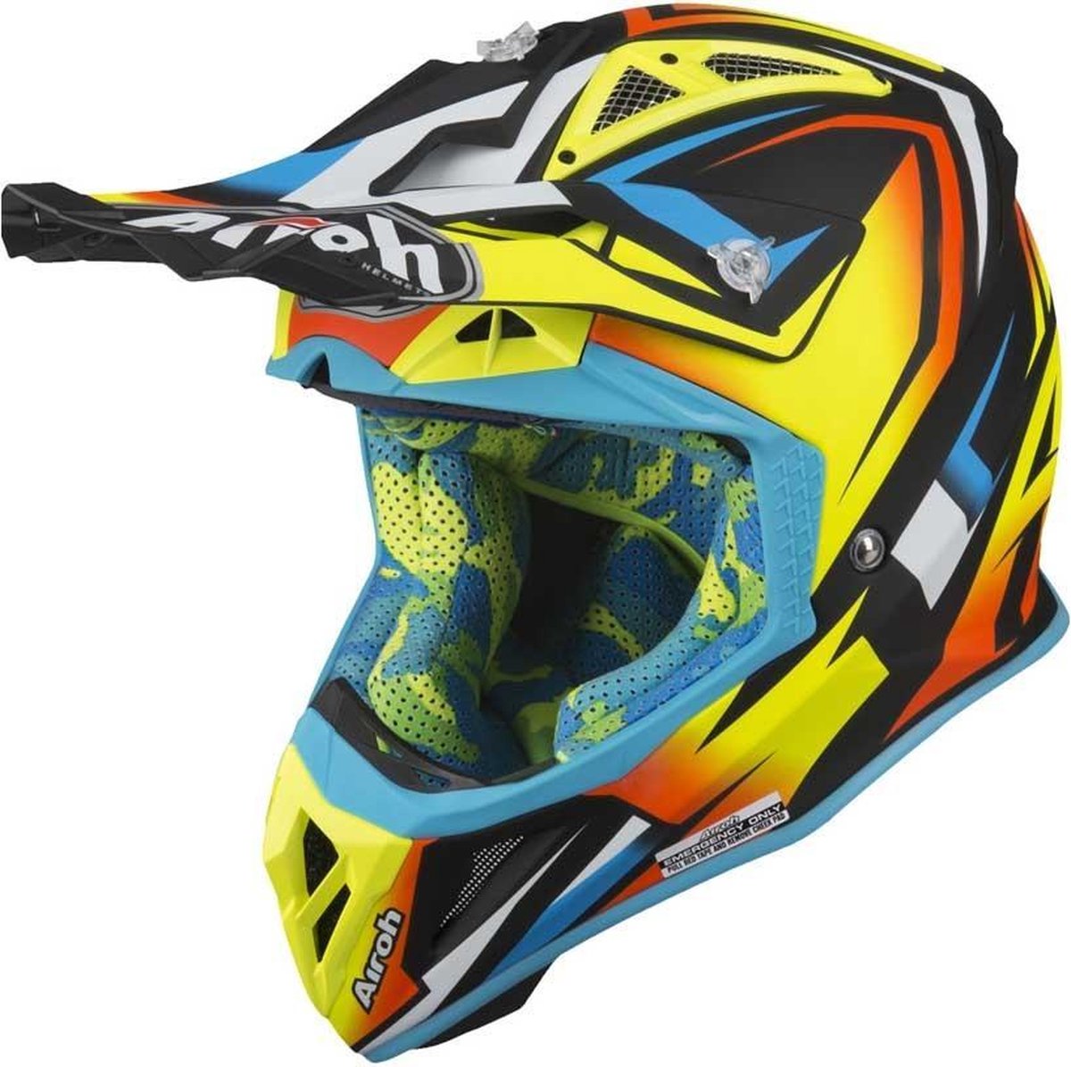 Airoh Aviator 2.3 Fame Mat Geel Zwart Blauw Crosshelm - Motorhelm - Maat XS