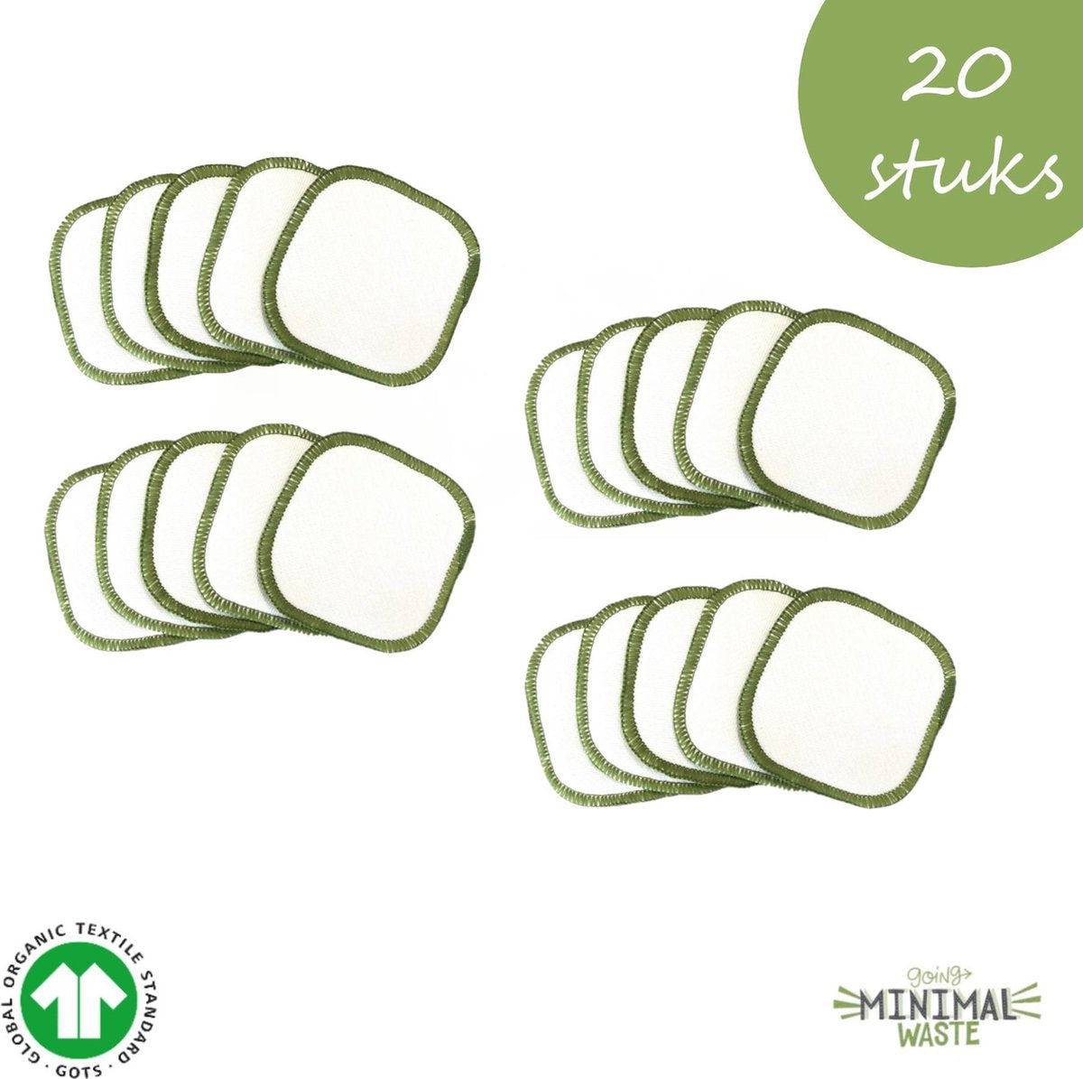 20 Herbruikbare Wattenschijfjes XL | Herbuikbare Make-up Pads | Medium Zacht | Duurzame Wattenschijfjes | GOTS Gecertificeerd Biokatoen