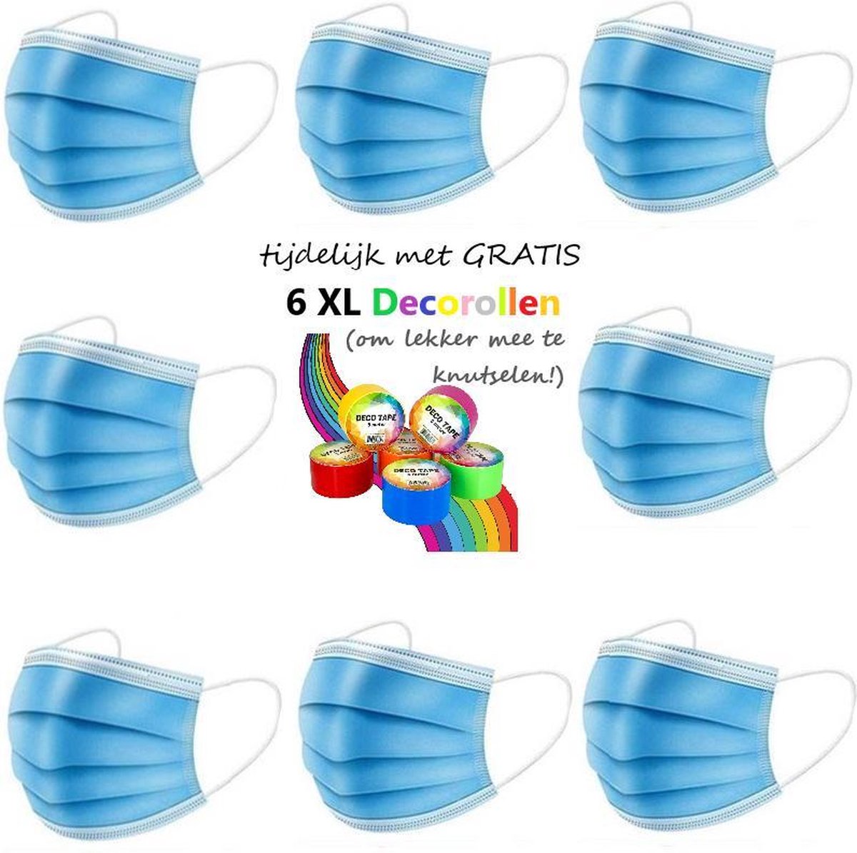 Kinder Wegwerp Mondkapjes | Blauw | 50 Stuks | Per 10 verpakt | 14.5 x 9 CM | CE Goedgekeurd