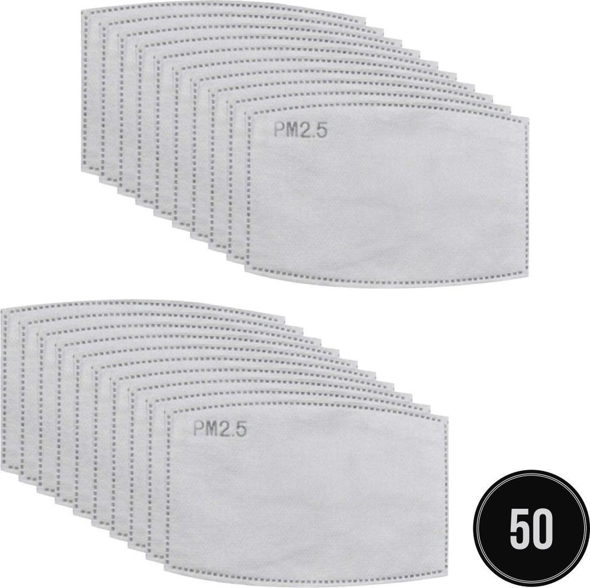 PM 2.5 Filters voor mondkapje - Voordeelpak 50 filters voor mondmasker - 300 uur gebruik