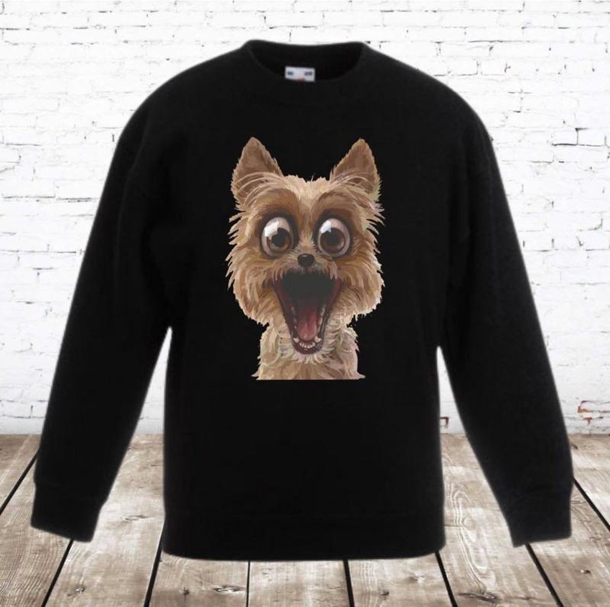 s&C Zwarte sweater met grappige hond - 134/140