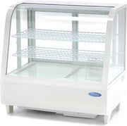 Koelvitrine 68 cm - 100 Liter - Wit - Tafelmodel - Incl. 2 Roosters - Schuifdeuren - Digitale Temp. Controle - Gebaksvitrine / Mini Vitrine - Maxima
