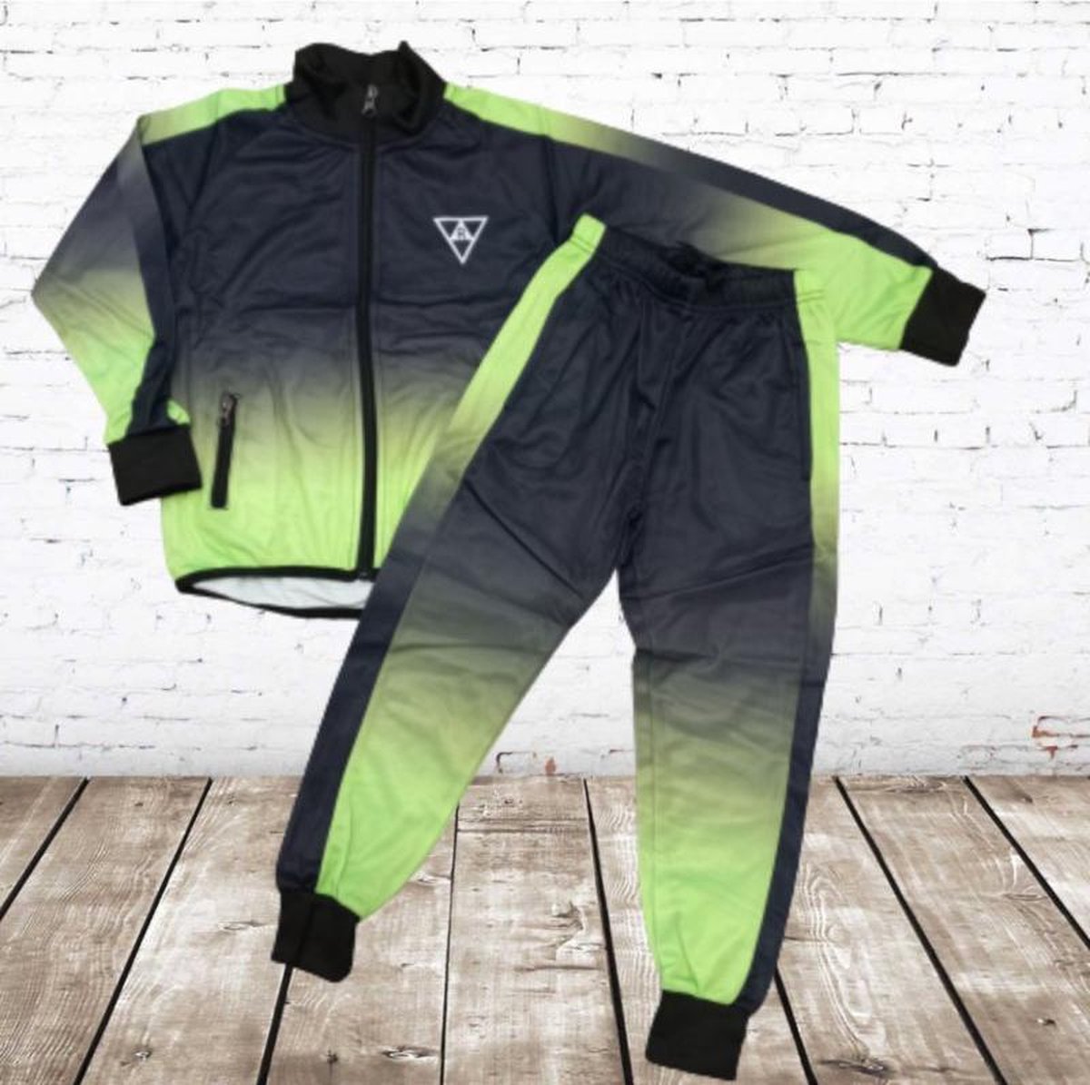 S&C Trainingspak Zwart groen F-212 - 122/128