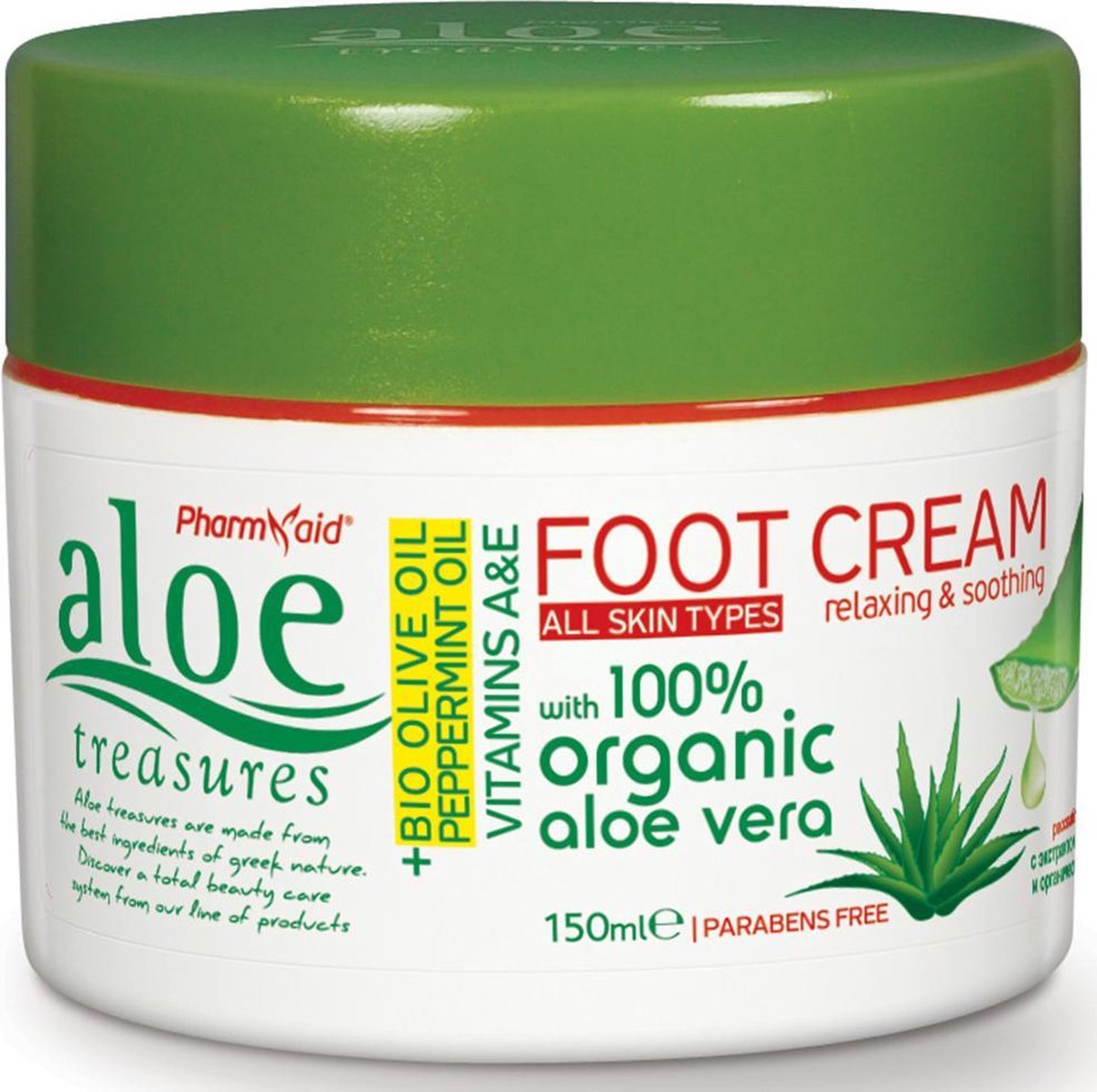 Pharmaid Aloe Treasures Moisturizer Voetcrème Olijf Olie & Pepermunt 150ml | Natuurlijk Goed