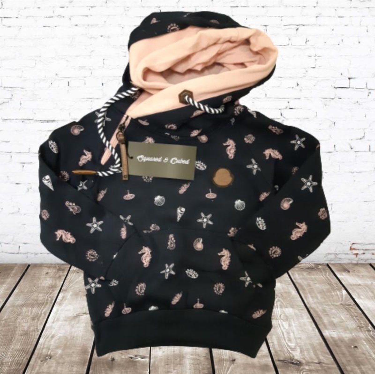 s&C Blauwe hoodie met zeepaardjes - 98/104