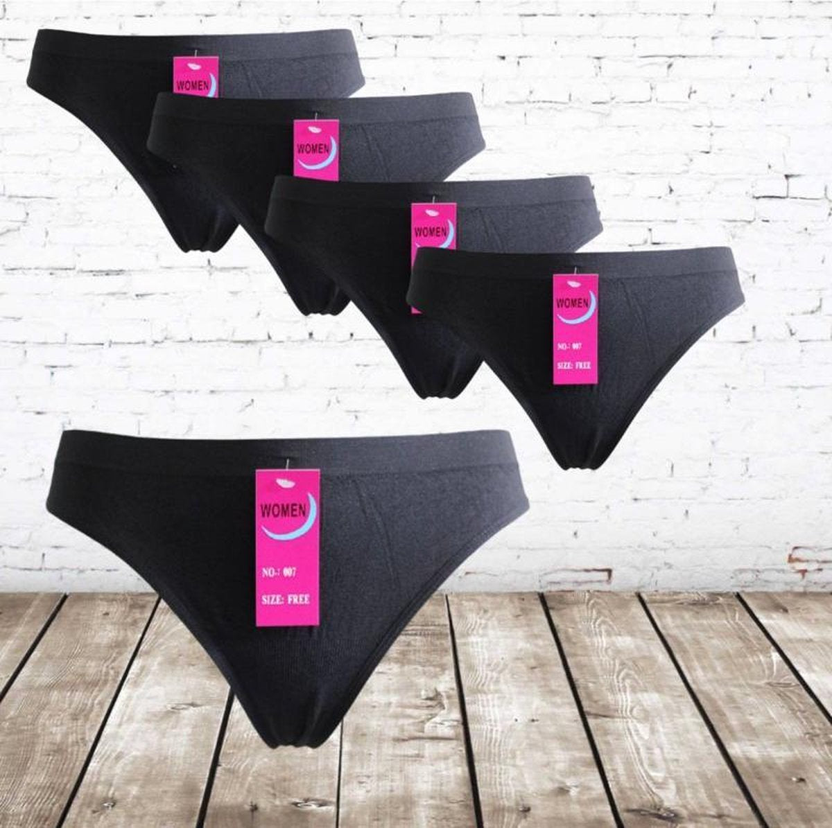 S&C Woman zwarte Strings voordeelpak 5 stuks