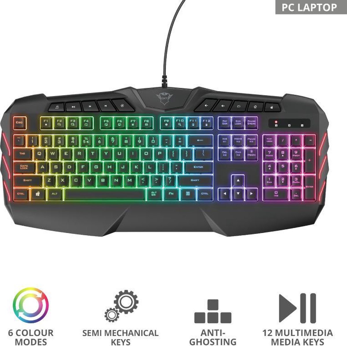 GXT 881 Odyss - Gaming Toetsenbord - Semi-Mechanisch - AZERTY - LED-verlicht