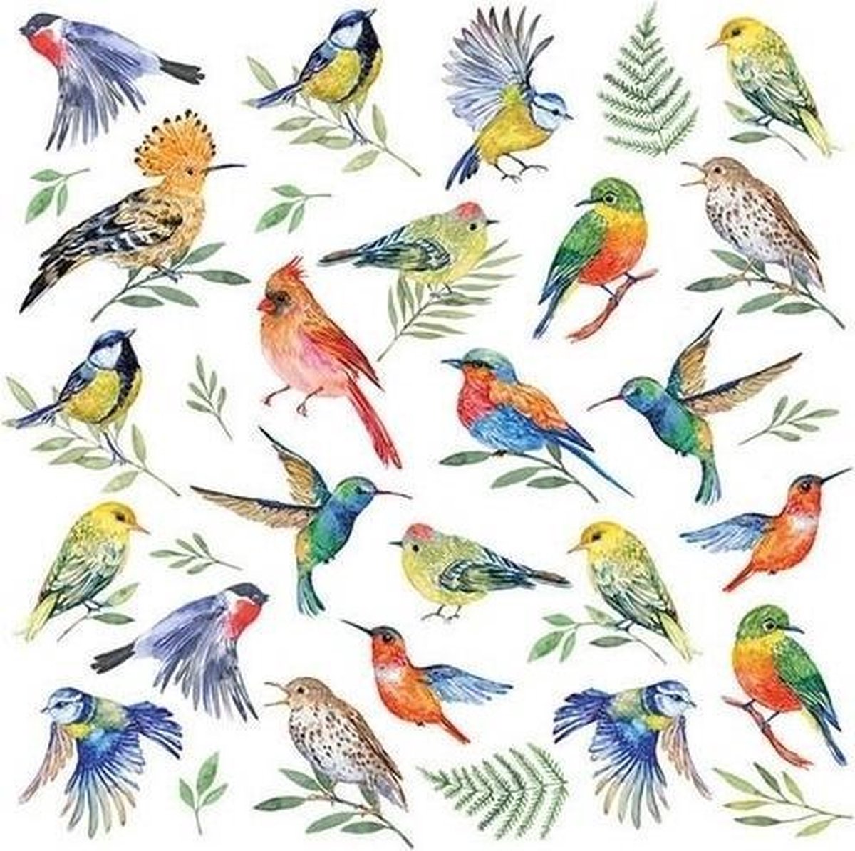 20x Vogels / dieren thema servetten 33 x 33 cm - Papieren servetten 3-laags
