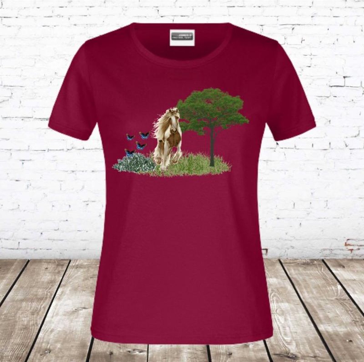 S&C T shirt paard bordeaux - 146/152