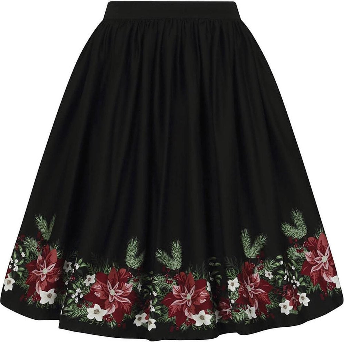 Collectif Jasmine Festive Floral 50's Swing Rok Zwart