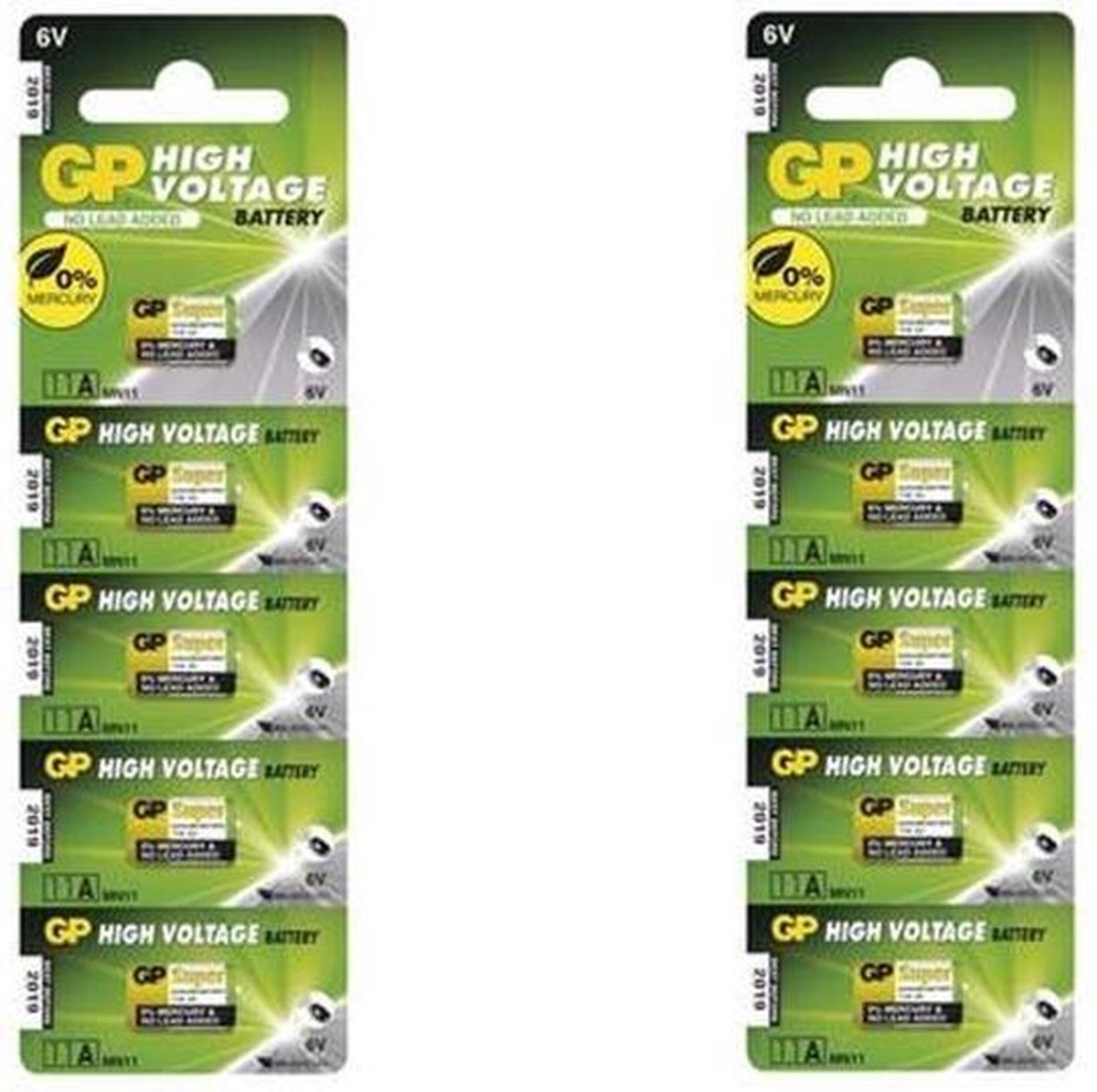 10 Stuks (2 Blisters a 5st) - GP A11 MN11 11A 6V alkaline batterij