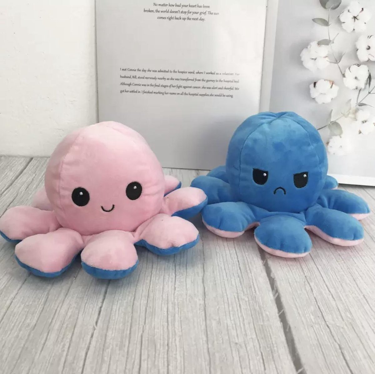 Octopus knuffel mood roze/blauw - Kenjiro - motie tonen