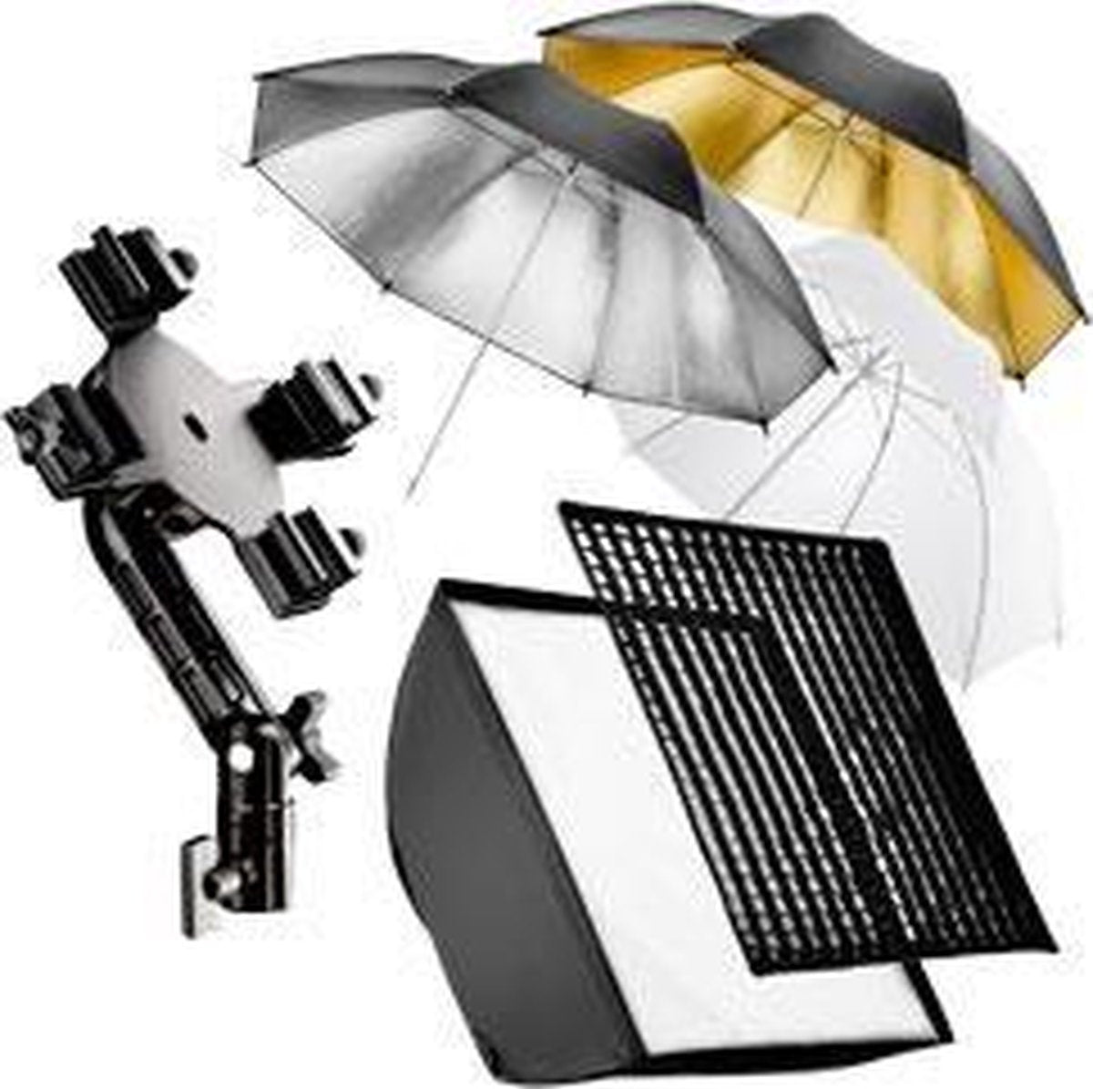 walimex 4-voudige flitshouder incl. softbox en schermset