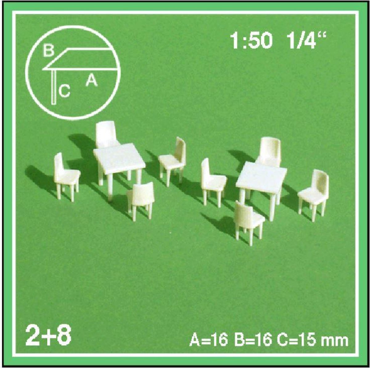 Schulcz Maquettebouw 2xtafels 8xstoelen 1:50 wit