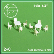 Schulcz Maquettebouw 2xtafels 8xstoelen 1:50 wit