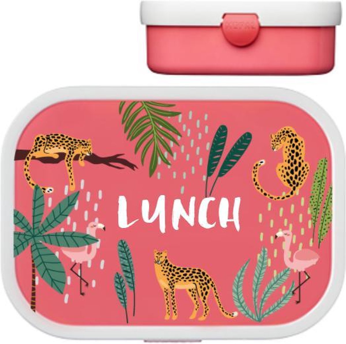 Broodtrommel roze | Lunch 'Jungle Party'
