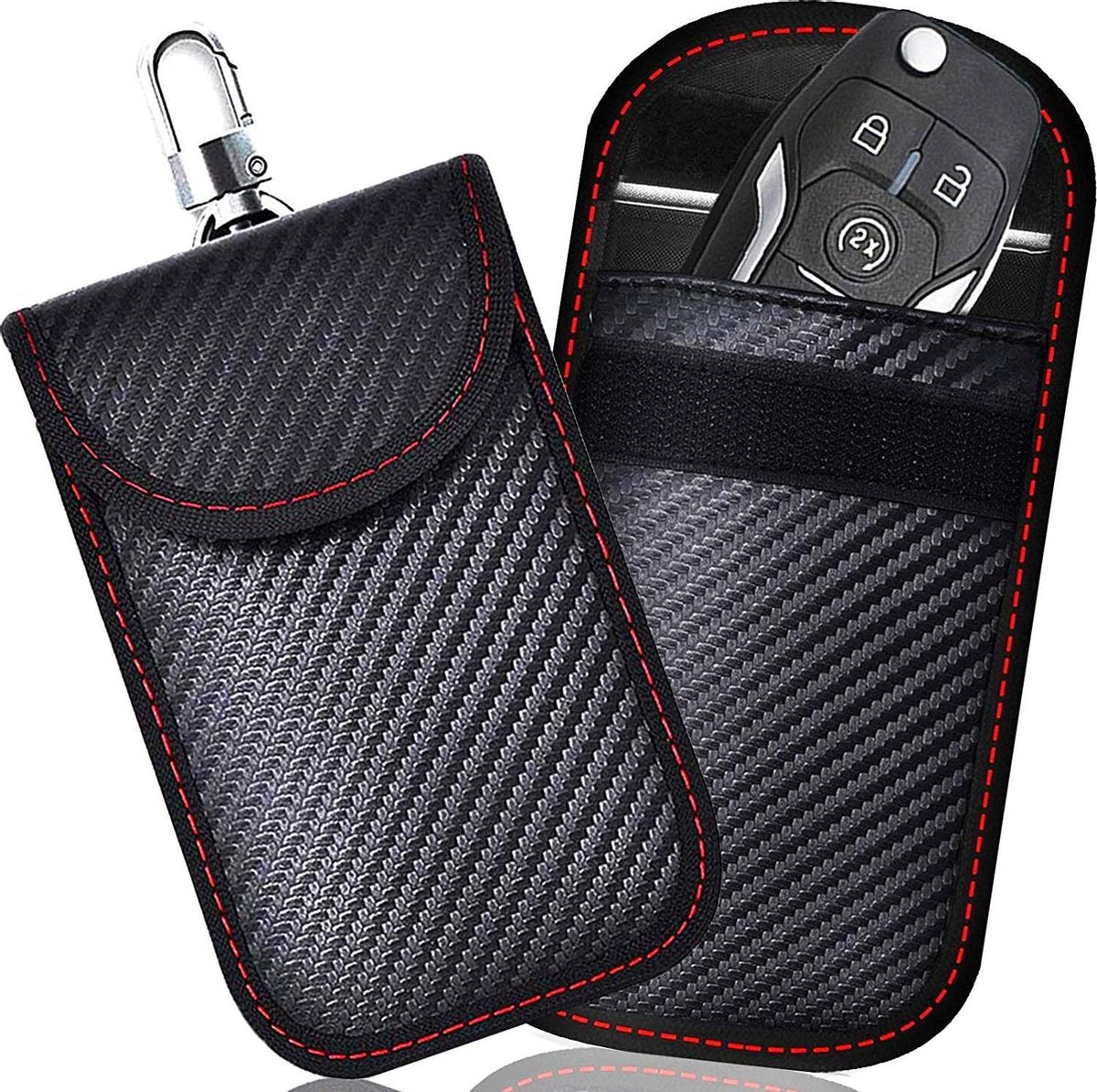 Beschermhoes Autosleutel | Sleuteltasje | Sleutelhanger | Sleutelhoes | 2 Stuks | Carbon Fiber | Waterdicht | Anti-diefstal | 11 x 7