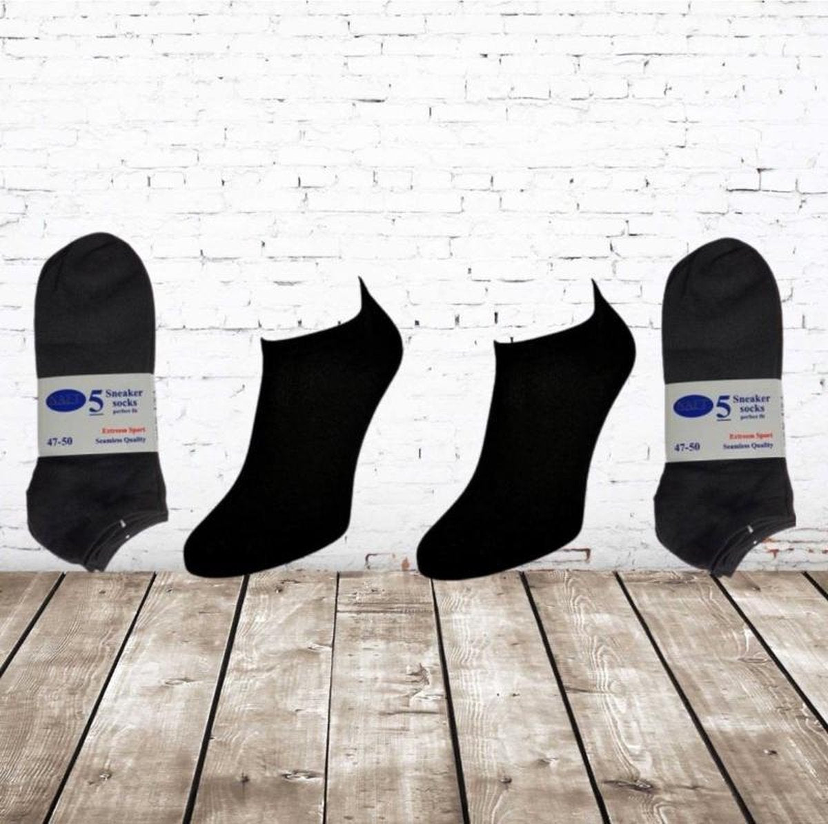 Naft sneaker sokken zwart 10-pak - 36/42