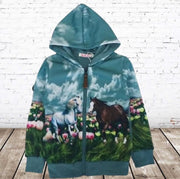 S&C Blauw vest met paarden print - 86/92