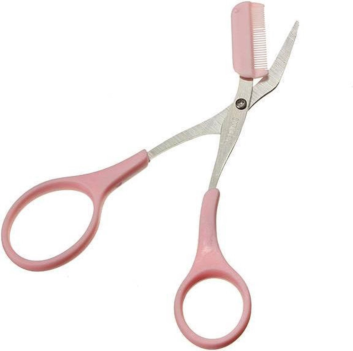 Wenkbrauw en Wimper schaar met kam/trimmer- Roze